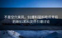 不是空穴来风，91爆料猛料吃瓜背后的新91黑料突然引爆讨论