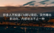很多人不知道17c网站背后，突然曝出新动向，内部说法不止一种