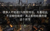 很多人不知道17c影院背后，先看结论：不显眼但致命：真正影响结果的是这个环节
