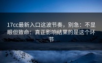 17cc最新入口这波节奏，别急：不显眼但致命：真正影响结果的是这个环节