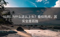 91网1为什么这么上头？看似热闹，其实全是孤独