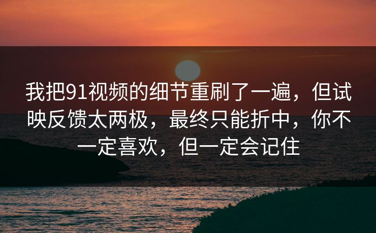 我把91视频的细节重刷了一遍，但试映反馈太两极，最终只能折中，你不一定喜欢，但一定会记住