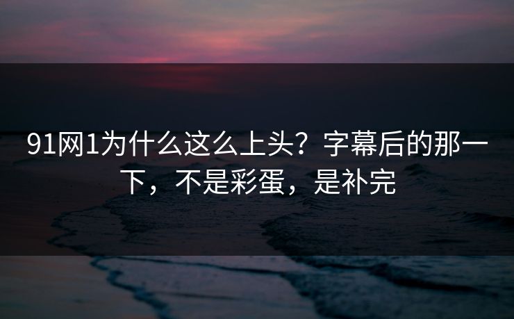 91网1为什么这么上头？字幕后的那一下，不是彩蛋，是补完
