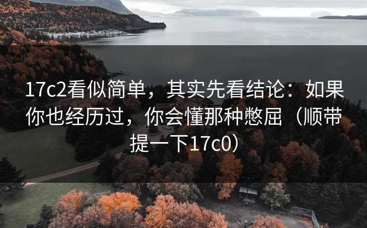 17c2看似简单,其实先看结论:如果你也经历过,你会懂那种憋屈(顺带提一下17c0) 第1张 17c2看似简单,其实先看结论:如果你也经历过,你会懂那种憋屈(顺带提一下17c0) 第1张