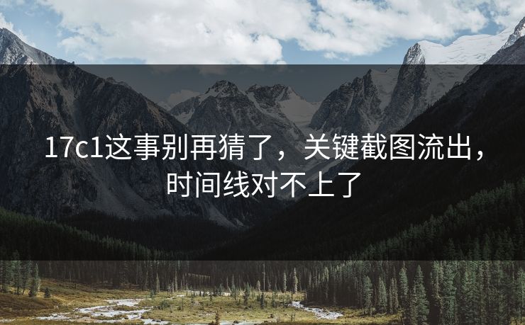 17c1这事别再猜了,关键截图流出,时间线对不上了 第1张 17c1这事别再猜了,关键截图流出,时间线对不上了 第1张