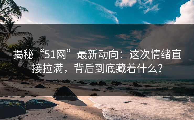 揭秘“51网”最新动向：这次情绪直接拉满，背后到底藏着什么？  第1张
